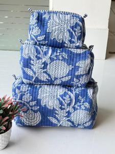 Juego de Bolsas de Aseo Cosméticas Acolchadas, Organizador con Patrón Floral Bohemio, Caja de Almacenamiento Textil, Bolsa de Maquillaje Multifuncional - Product Image 1