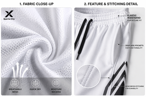Shorts de basketball sublimés pour hommes X Sports City, taille élastique, évacuation de l'humidité, séchage rapide, polyester, toutes saisons, coupe classique - Product Image 4