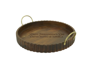 Bandeja Redonda de Madera Artesanal para el Día de la Independencia de EE. UU., para Servir Comida en Fiestas de Barbacoa y Decoración Patriótica del Hogar, Hecha en Vietnam - Product Image 2