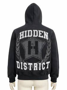 Sudadera con capucha vintage de corte holgado y cremallera completa, con lavado ácido y aplique de estampado digital de calavera, para ropa urbana gótica personalizada - Product Image 3