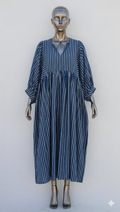 Compre Ahora Vestido Mini de Algodón Azul Hecho a Mano con Estampado de Bloques, Corte Regular, Cuello en V, Silueta en A, para Mujer, Estilo Rajasthani - Product Image 4