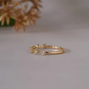 Elegante Anillo Abierto de Oro Amarillo con Diamante de Corte Redondo para Mujer, Regalo de Boda, Compromiso, Aniversario, Joyería Fina de Lujo - Product Image 5