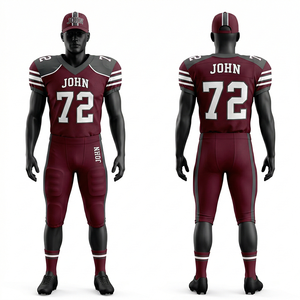 Men's American Football Uniform polyester spandex mesh <b>maroon</b> gray shoulder panels stitched twill logo American Football Uniform - Product Image 1