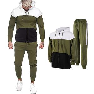 Chándal con capucha para hombre, sudaderas con capucha de 2 piezas, pantalones de chándal, conjuntos de chándal para gimnasio, chándales, ropa deportiva de Color contrastante para adultos - Product Image 1
