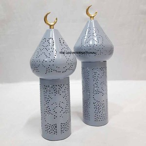 โคมไฟตกแต่งรอมฎอนอิสลามสวยงาม โคมไฟโลหะสีเขียวสำหรับตั้งโต๊ะ - Product Image 6