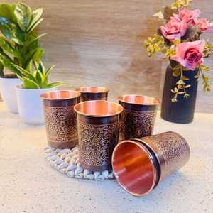 Hand Crafted Pure <b>Copper</b> Water <b>Cup</b>, Etched Luxury <b>Copper</b> Mug, <b>Copper</b> glass, Handmade <b>Copper</b> <b>Cup</b>, Ayurveda Benefits <b>Copper</b> Glass - Product Image 2
