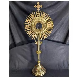 Espejo monstrario de latón pequeño, nuevo, con detalles, decorativo para mesa, para uso en bodas y iglesias católicas. - Product Image 2