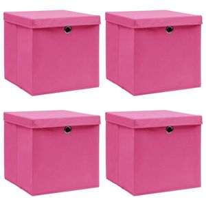 Juego de 4 Cajas de Almacenamiento de Tela No Tejida Rosa, 100% Poliéster, para Organización de Ropa - Product Image 1