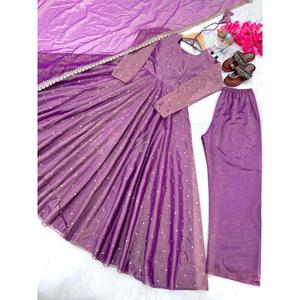 ชุดราตรีผ้าตาข่ายลายทแยงด้านล่างพร้อมลาเวนเดอร์ dupatta มาใหม่ - Product Image 3
