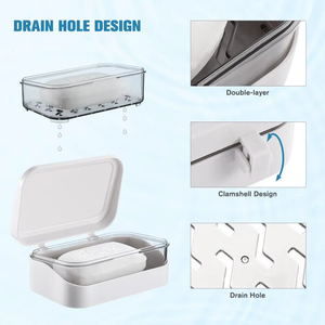 Porte-savon transparent avec couvercle, grande boîte de rangement pour salle de bain, support à savon, conteneur domestique, nouveau design pour dortoir - Product Image 3
