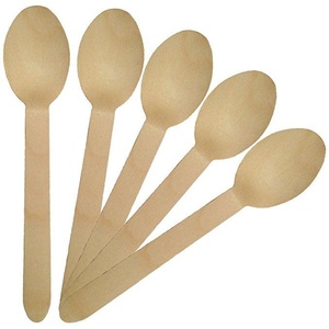 Nouvelles cuillères élégantes en bois de bouleau de qualité restaurant, 155 mm, jetables, pour la livraison de repas, lot de 100 pièces, pour la livraison de glaces. - Product Image 1