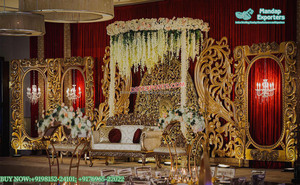 Decoración de Escenario de Boda con Temática Marroquí, el Mejor Tema de Jharokha para Walima, Decoración de Escenario Elegante para Bodas Musulmanas en EE. UU. y Reino Unido - Product Image 4