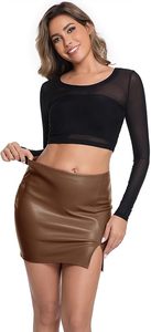 Minifalda Sexy de Cuero para Mujer, Cintura Alta, Diseño con Cierre, Ajustada, Logotipo Personalizado, Fabricante de Ropa al por Mayor OEM ODM - Product Image 5