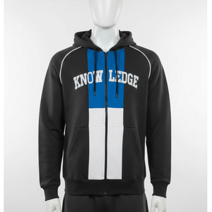 Sudadera con capucha de diseño moderno para hombre, talla grande, color sólido, con cremallera completa, transpirable, venta al por mayor. - Product Image 4