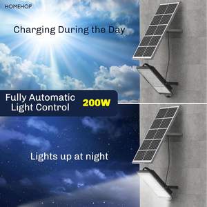 Homehop Solar Flood Light Outdoor 200 Watts Waterproof Automatic 82 LED Wall Lamp with Motion Sensor for Garden, Cool White - Product Image 4