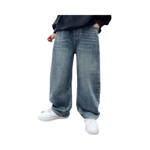 Jean décontracté ample pour homme, coupe droite, délavé à l'acide, multicolore, en denim vintage, design usé, tricoté pour le printemps - Product Image 5