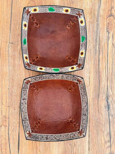 Bandeja de cuero con herramientas, cuencos de cuero genuino occidental para decoración del hogar, colección de artículos para el hogar decorativos hechos a mano, decoración elegante - Product Image 2