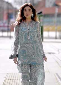 Designer Women's Eco-Friendly Breathable Comfortable <b>Sweet</b> <b>Party</b> Wear Georgette Woven Full Sleeve Regular Fit Top Farshi Set - Product Image 2