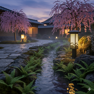 Lámpara de Jardín Contemporánea con Forma de Hongo, Estilo Zen Japonés, Decorativa para Exteriores, Luz Cálida Blanca 3500K - Product Image 6