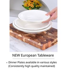 Services de table en céramique européenne blanche brillante à bord doré pour hôtels et restaurants - Durables, compatibles lave-vaisselle, plusieurs configurations - Product Image 5