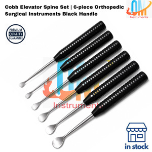 ชุดเครื่องมือผ่าตัดกระดูกสัตว์แบบออร์โธปิดิกส์ 6 ชิ้น ยี่ห้อพรีเมียม คอบบ์ อีลิฟเตอร์ สไปน์ เซ็ต ทำจากสแตนเลสสตีล ทนทาน ด้ามจับสีดำ |   OLDMED - Product Image 4