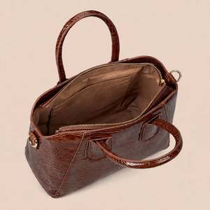 Sac fourre-tout à motifs pour femme, style tendance, en cuir véritable, imperméable, avec poignée durable et fermeture à rabat, pour usage extérieur, largeur 32 cm - Product Image 5