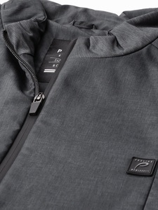Men's Gray Bomber <b>Jacket</b> Slim Fit Turn-down Collar Zipper Closure Windproof Casual Autumn Wear Solid Color Polyester Material - Product Image 4