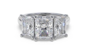 แหวนเพชรโมเดิร์นเรเดียนท์ไดมอนด์ทริโลจี 0.75 กะรัต เพชรเลี้ยงในห้องปฏิบัติการ ประดับด้วยทอง 18K และแพลตตินัม - Product Image 3