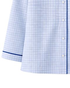 Ensemble de pyjama pour femme en coton bleu clair à carreaux, manches longues, boutonné, vêtements de nuit doux et respirants, ensemble de détente deux pièces - Product Image 5