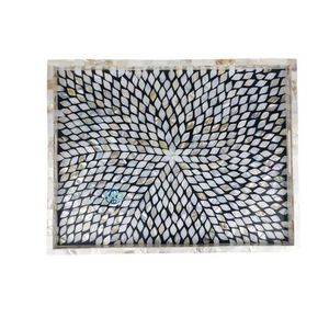 Bandeja de servir con incrustaciones de nácar, diseño de primera calidad, bandeja de MDF, bandejas decorativas, bandeja de resina a precio de mayoreo. - Product Image 2