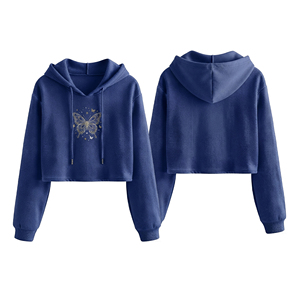 Hoodie court personnalisé pour femme en molleton doux à manches longues – Fabricant OEM/ODM, vente en gros, vêtements à marque privée - Product Image 3
