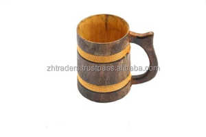 Stylish Viking Beer Mug <b>Wooden</b> Handmade Retro Brown Cup Oak Beer <b>Tankard</b> Wood Carving Beer Mug at Wholesale - Product Image 5