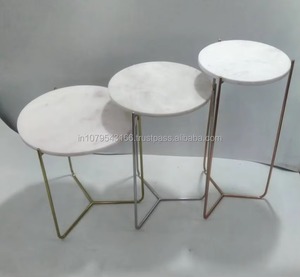 Modern <b>Nesting</b> Side <b>Tables</b> with Faux Marble Top and Metal Frame Contemporary Living Room Furniture - Product Image 4