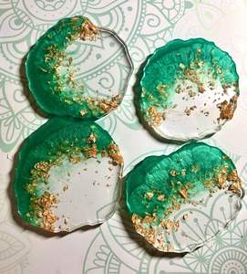 Contemporary Resin Coaster Set For Minimal Home Decor Coffee <b>Table</b> Styling And Beverage Glass <b>Protection</b> Solution - Product Image 2