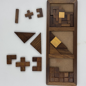 Ensemble de 3 puzzles en bois faits à la main |   Jeu de puzzle d'intelligence en bois de rose indien |   Cadeau jouet éducatif pour l'entraînement cérébral - Product Image 6