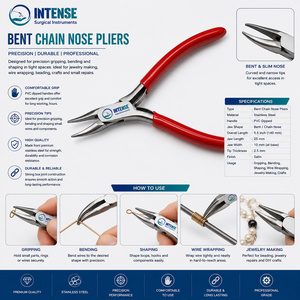 Pince à bec courbé professionnelle en acier inoxydable pour bijoux, avec poignées en PVC pour le façonnage de fils - Product Image 6