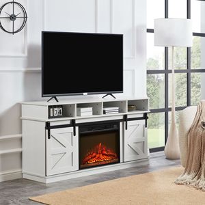 Mueble para TV Estilo Granja Moderna, Consola de Entretenimiento para el Hogar Inspirada en un Granero con Chimenea Integrada de 23'' para Televisores de hasta 65'' - Product Image 2