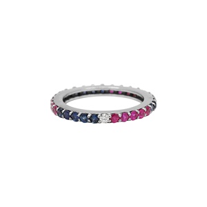 Memoria Jewels Precious Natural Diamond Gemstone 18k Solid White Gold Handmade Eternity Band <b>Rings</b> IGI/ Certified Luxury Gift - Product Image 1