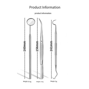 Kit de 3 outils dentaires ergonomiques manuels en acier inoxydable pour le nettoyage du tartre, l'endoscope, l'élimination des taches dentaires et les cure-dents interdentaires - Product Image 5