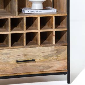 Vandana Merino Novara - Mueble Bar de Madera Maciza con Barra de Bar Integrada, Diseño Moderno de Muebles de Almacenamiento de Madera Sólida - Product Image 4