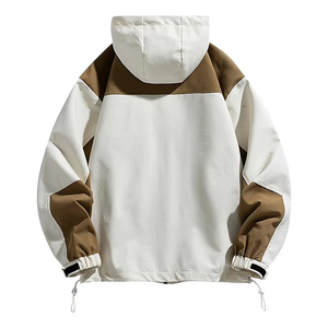 Chaqueta Cortavientos con Capucha para Mujer, Diseño Color Block, Cierre Completo, Bolsillos, Ropa Exterior Casual de Otoño, Tejido 100% Poliéster - Product Image 4