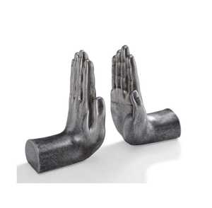 Sculptures métalliques faites à la main, design réaliste de paume, paire, artisanat rustique en bois écologique - Product Image 1