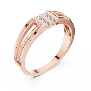 Rose Gold Geometric Men's <b>Ring</b> with Lab Grown Diamond Accents | Modern Open Band Wedding Anniversary Jewelry Gift - Product Image 1
