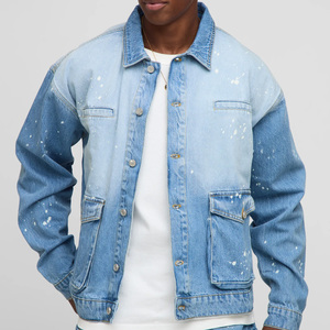 แจ็คเก็ตยีนส์สั่งทำ OEM แจ็คเก็ตโลโก้ แจ็คเก็ตยีนส์ผ้าฝ้าย แจ็คเก็ตสตรีทแฟชั่น สำหรับแบรนด์สตาร์ทอัพ สหรัฐอเมริกา - Product Image 4