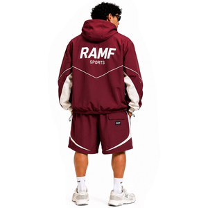 Conjunto Deportivo RAMF Personalizado de Dos Piezas, Chaqueta Cortavientos y Pantalones Cortos de Poliéster, Traje Ligero para Correr, Conjunto de Pantalones Cortos Cortavientos para Hombre - Product Image 6