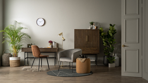 Chaise de salle à manger industrielle vintage en cuir PU marron avec surpiqûres décoratives blanches, chaise d'appoint sans accoudoirs de style moderne du milieu du siècle - Product Image 5
