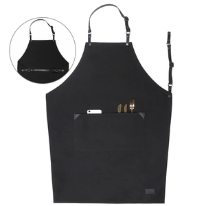 PU Leather Bib <b>Apron</b> with Adjustable Waist and Multiple Pockets for Barbers and Pet Groomers Daily Workwear Classic Style - Product Image 3