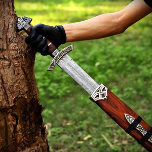 ดาบเหล็กดามัสกัส ดาบไวกิ้งคมกริบ ดาบยุคกลาง ดาบไวกิ้งชาวเหนือ พร้อมปลอกดาบ ของขวัญส่วนตัว ของขวัญเพื่อนเจ้าบ่าว - Product Image 2