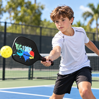 Raquette de pickleball T300 en fibre de carbone pour l'entraînement des juniors, écoles, clubs, logo personnalisé, OEM/ODM, marque privée, vente en gros