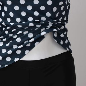 Navy Blue Polka Dot Tankini Set for Women 2 Piece Swimwear Scoop Neck Stretchy Top with Shorts - Product Image 6